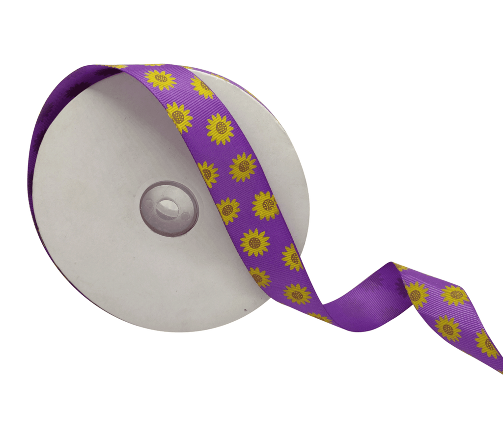 PURPLE WITH SUNFLOWERS RIBBON (25 MM)