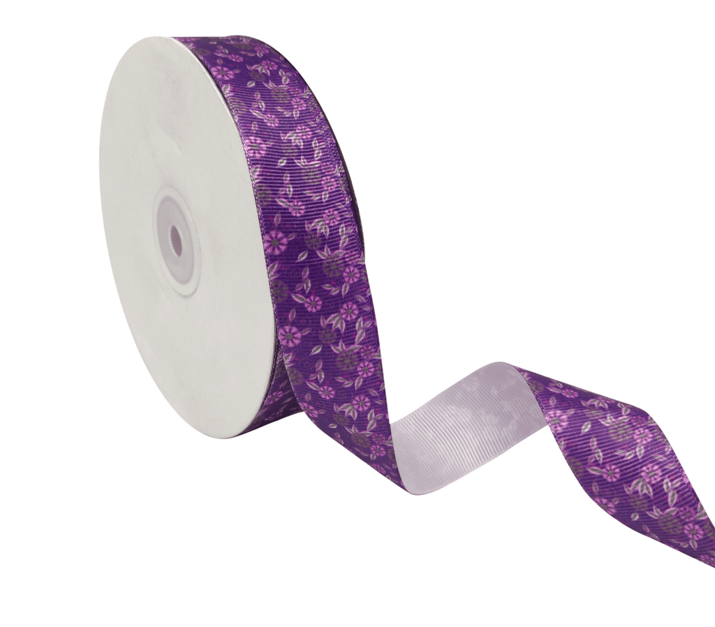 PURPLE FLORAL RIBBON (25 MM)