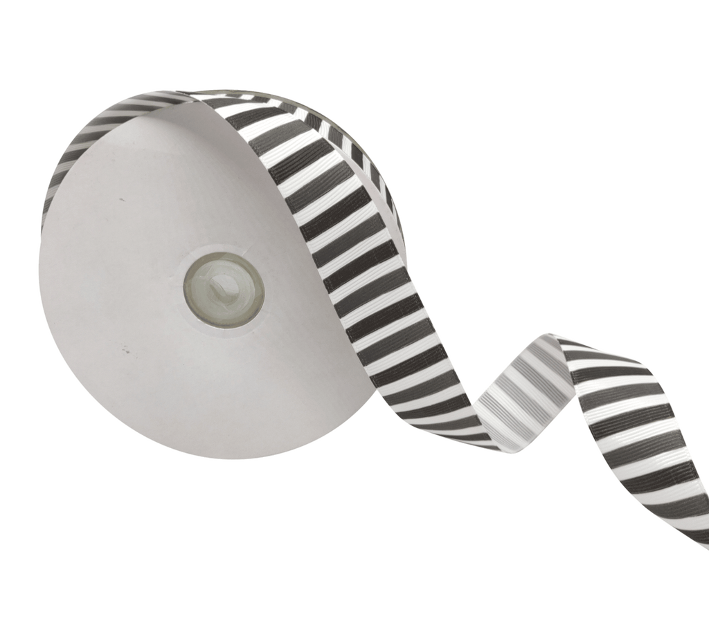 GREY & BLACK STRIPES RIBBON (25 MM)