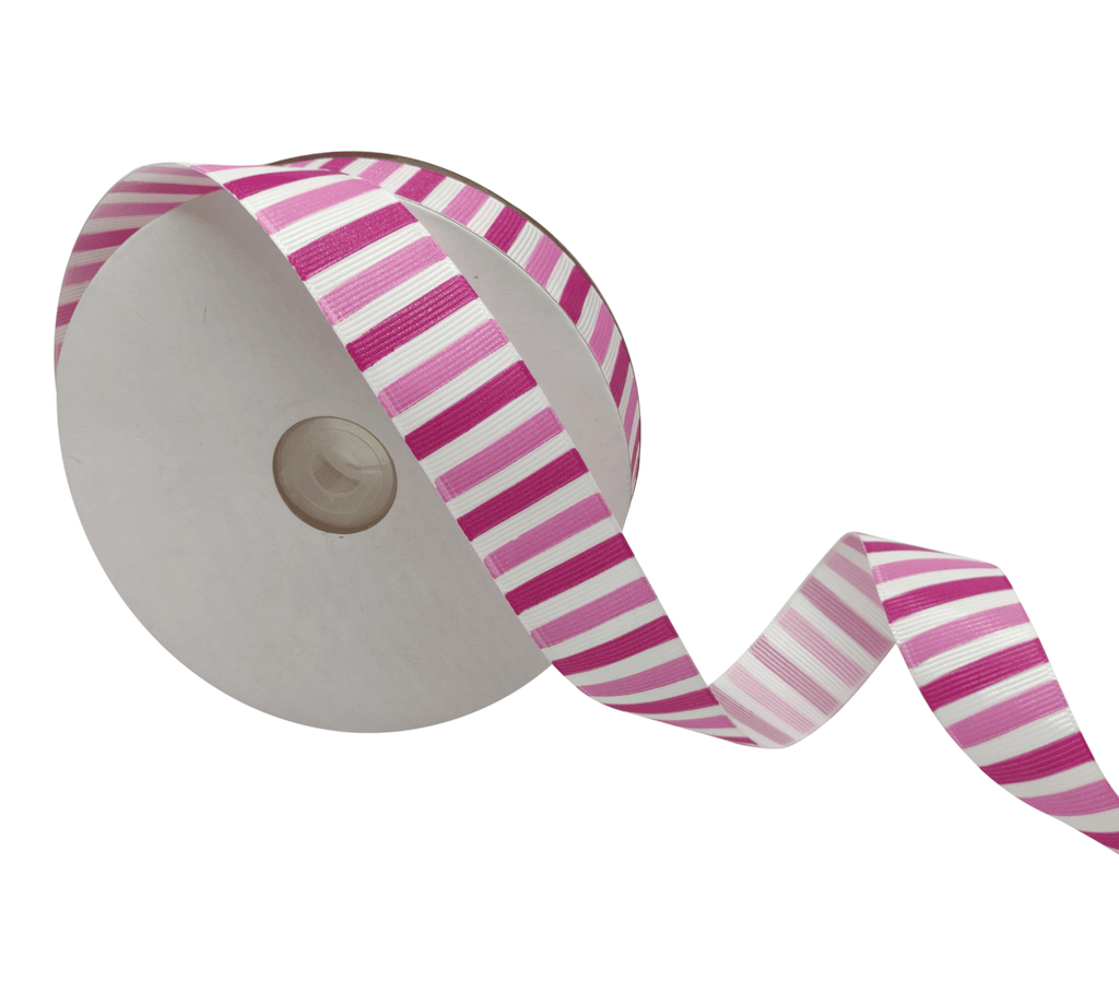 BABY PINK & RANI PINK STRIPES RIBBON (25 MM)