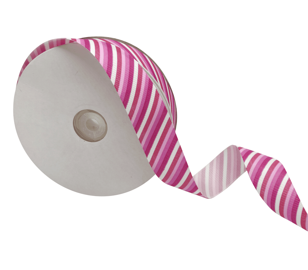 PINK DIAGONAL STRIPES RIBBON (25 MM)