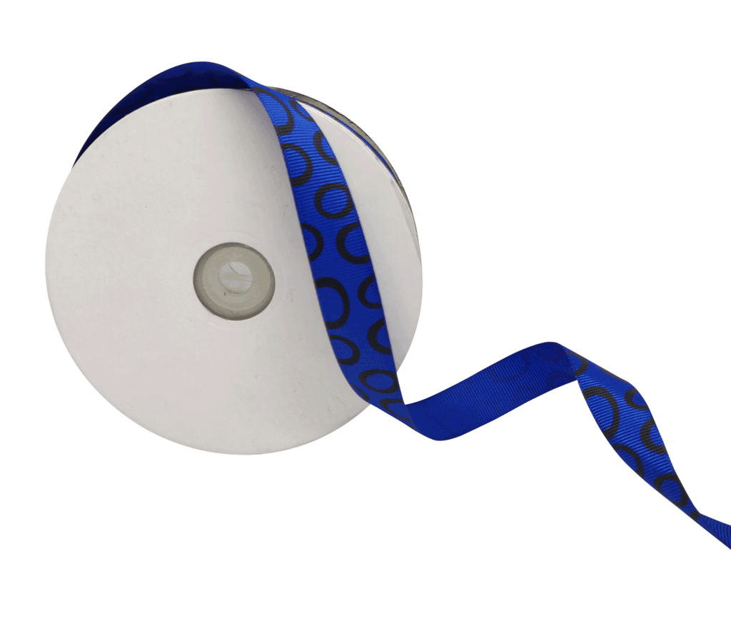 ROYAL BLUE WITH BLACK SEMI-CIRCLES RIBBON (20 MM)