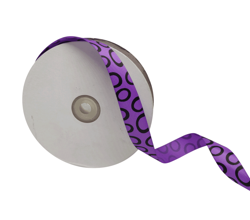 LIGHT PURPLE WITH BLACK SEMI-CIRCLES RIBBON (20 MM)