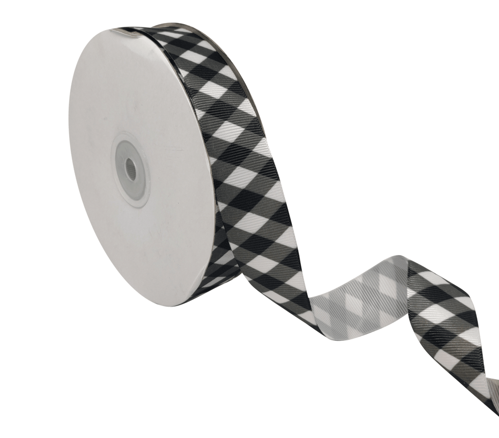 BLACK CHECKS RIBBON (25 MM)