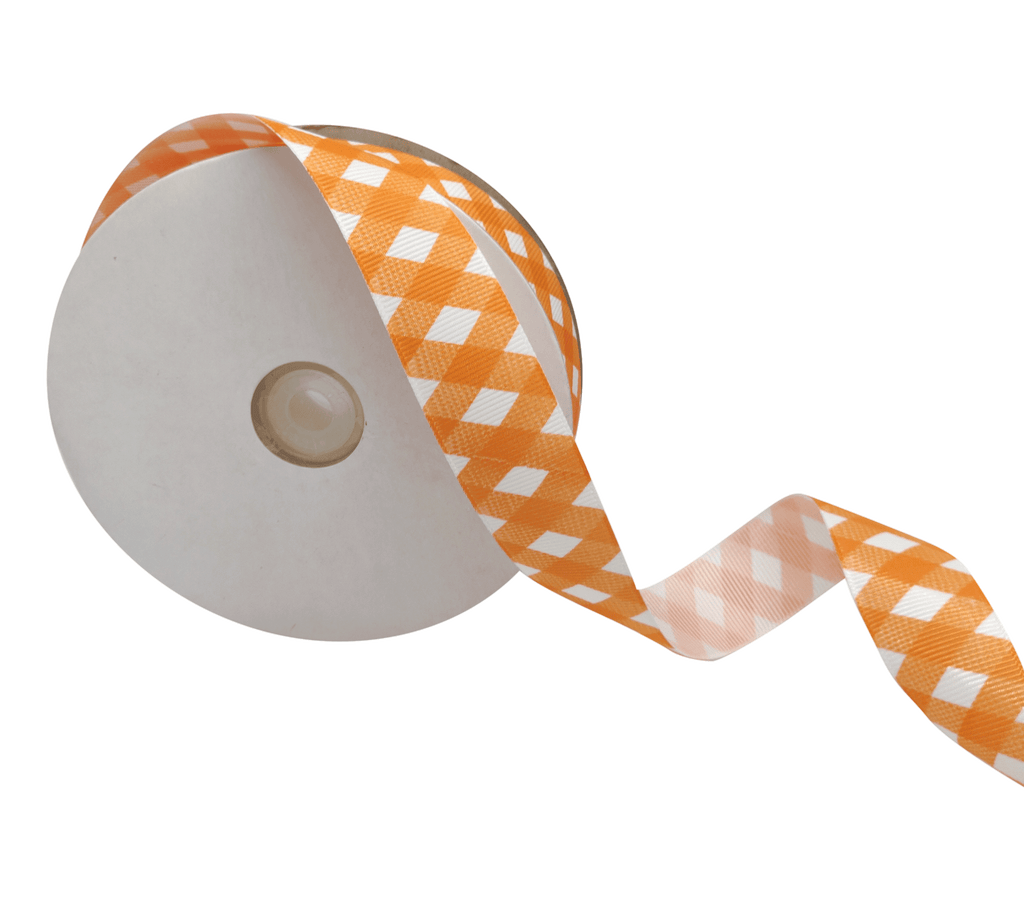 TANGERINE CHECKS RIBBON (25 MM)