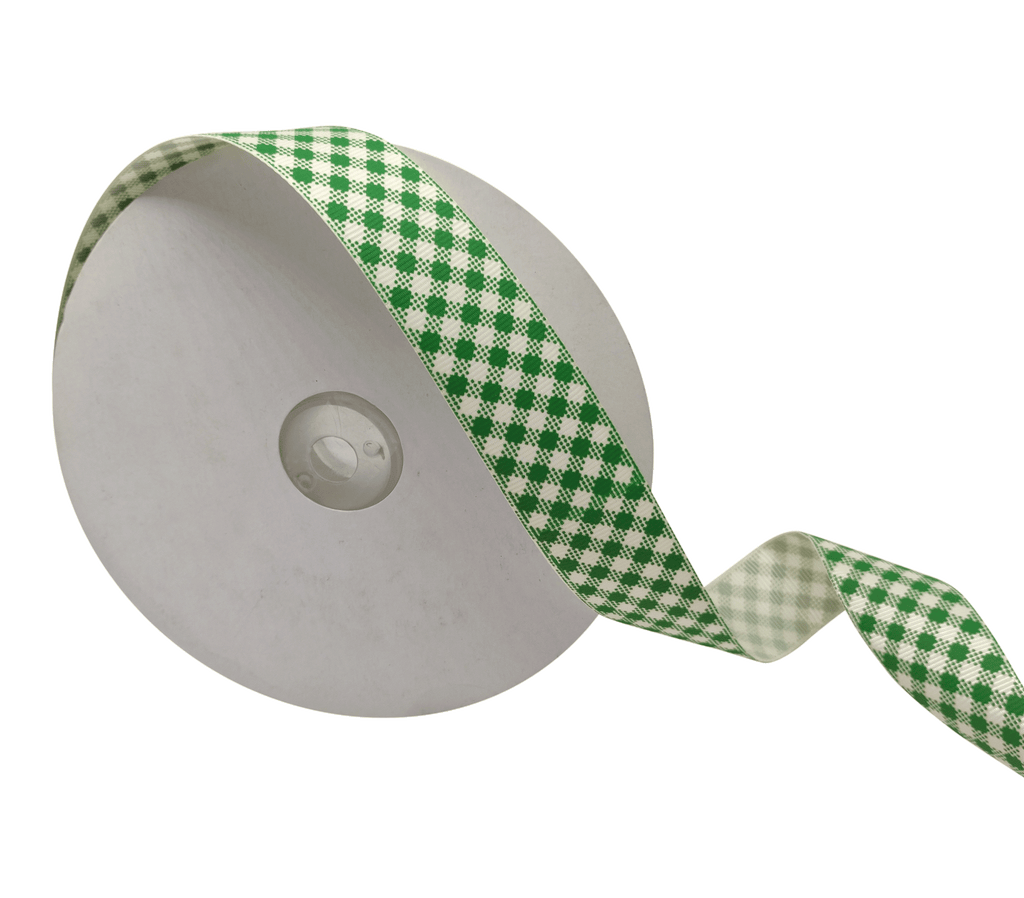 GREEN SMALL CHECKS RIBBON (25 MM)