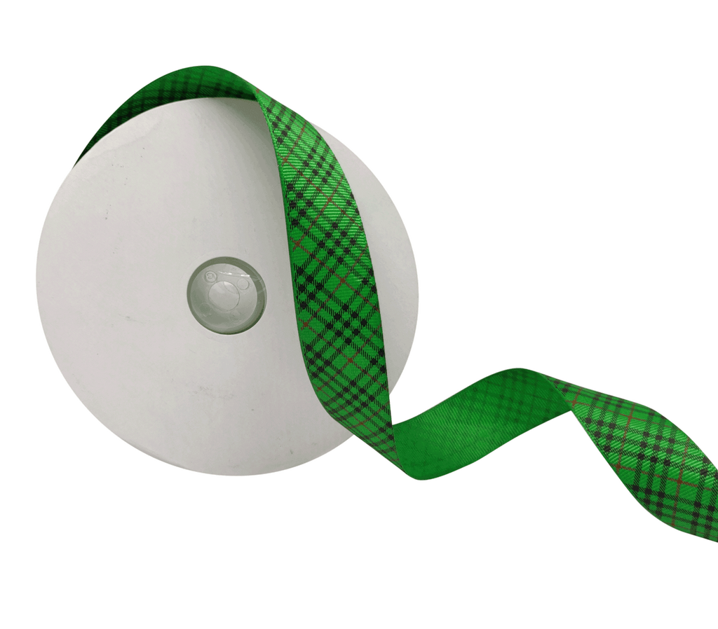 GREEN WITH SCOTTISH CHECKS RIBBON (25 MM)