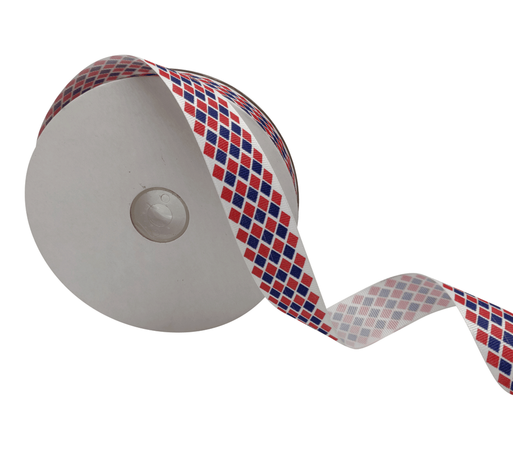 WHITE WITH ARGYLE CHECKS RIBBON (25 MM)