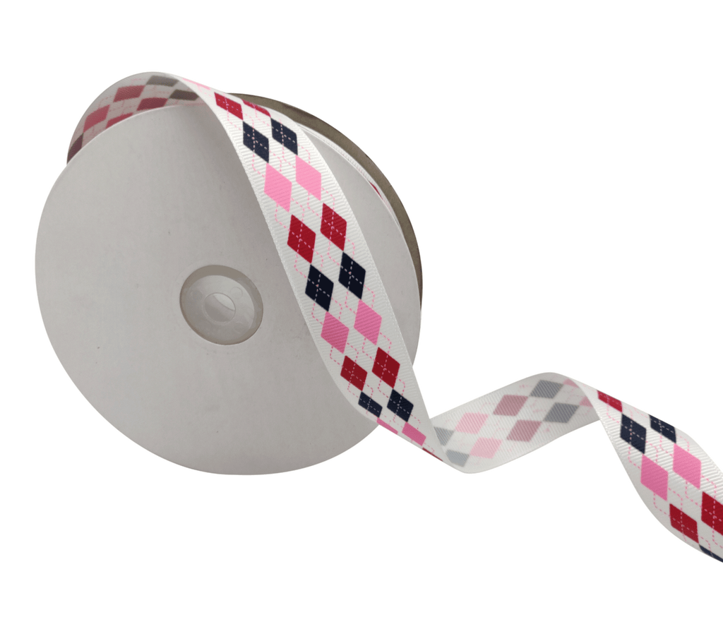 WHITE WITH CHECKS RIBBON (25 MM)