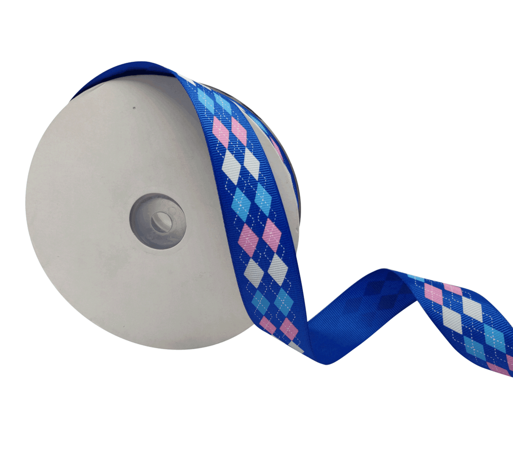 AIRFORCE BLUE WITH ARGYLE CHECKS RIBBON (25 MM)