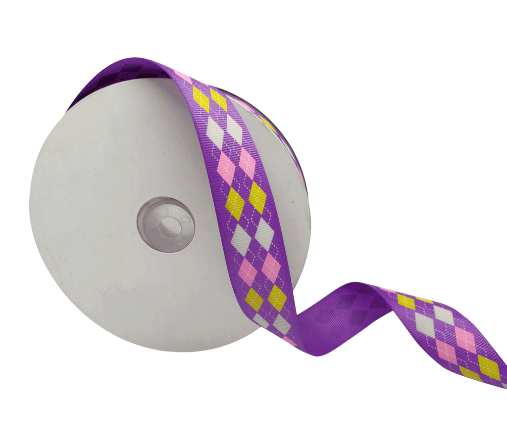 LIGHT PURPLE WITH ARGYLE CHECKS RIBBON (25 MM)