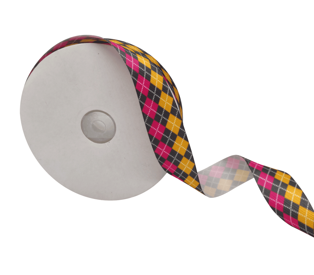 MULTI-COLOURED ARGYLE CHECKS RIBBON (25 MM)