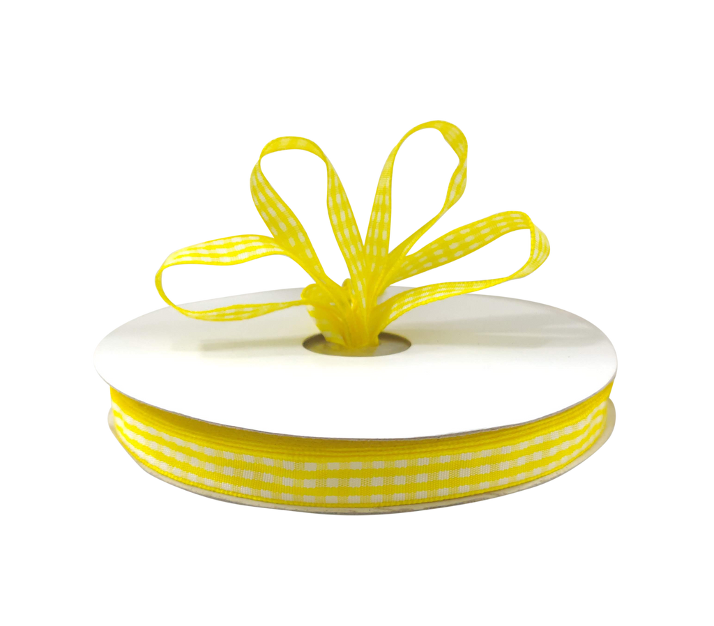 LEMON YELLOW CHECKS RIBBON (10 MM)