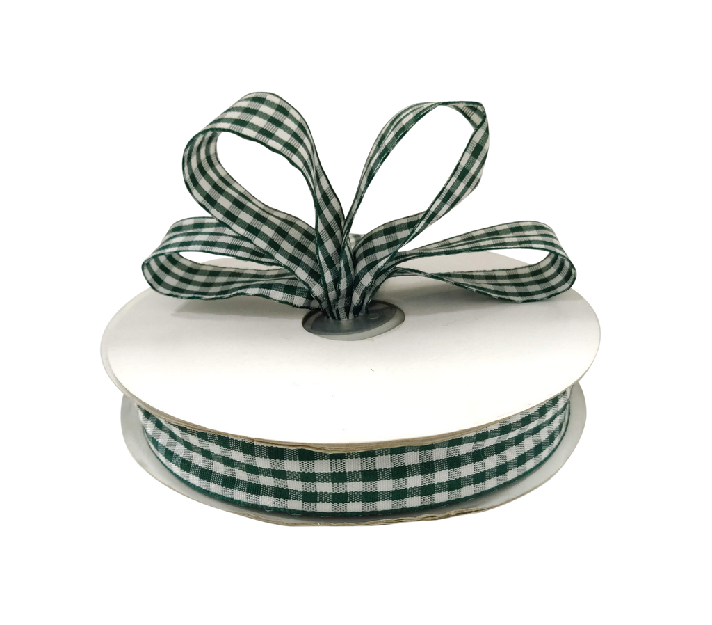 DARK GREEN CHECKS RIBBON (20 MM)