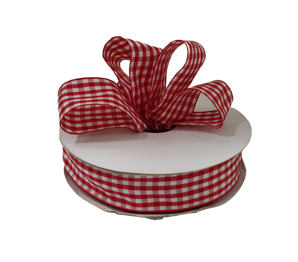 RED CHECKS RIBBON (25 MM)