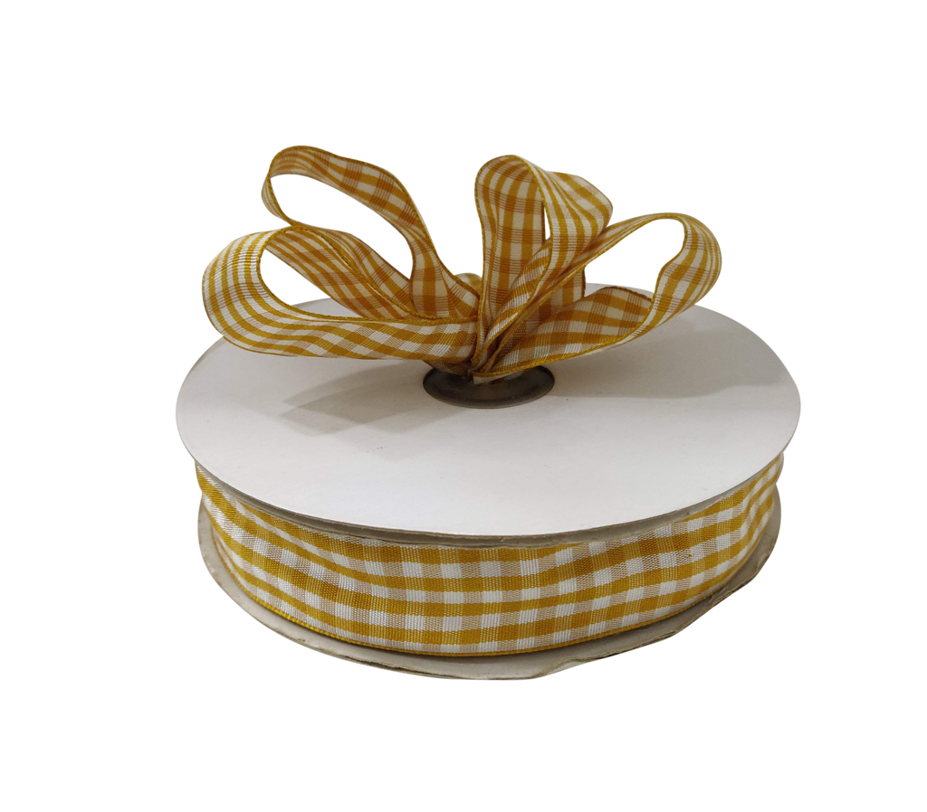 MUSTARD CHECKS RIBBON (25 MM)