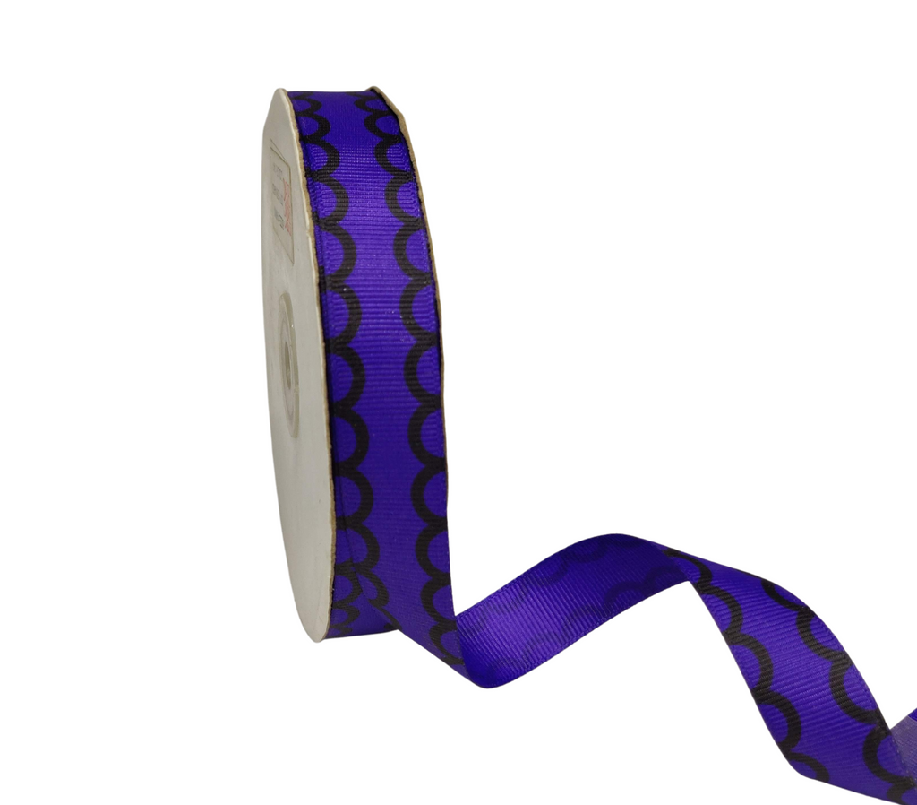 DEEP PURPLE WITH BLACK SEMI-CIRCLES RIBBON (20 MM)