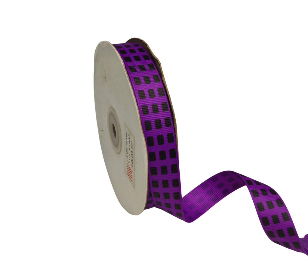 VIOLET WITH BLACK BOXES RIBBON (20 MM)