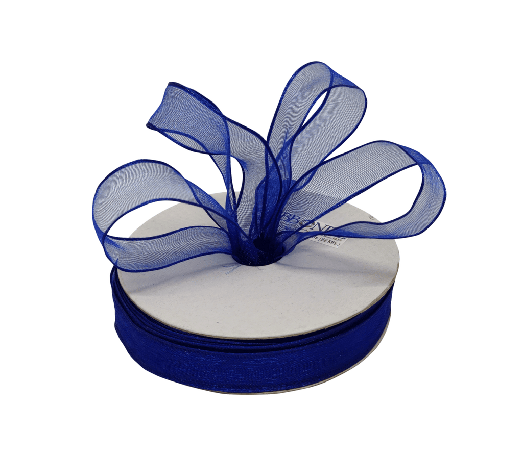 ROYAL BLUE WIRED ORGANZA RIBBON (16 MM)