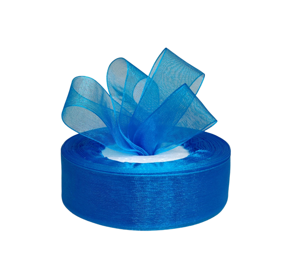 BLUE PLAIN ORGANZA RIBBON (25 MM)