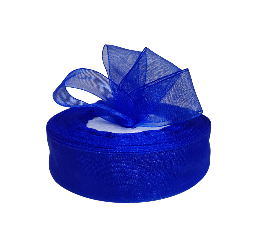 ROYAL BLUE PLAIN ORGANZA RIBBON (25 MM)