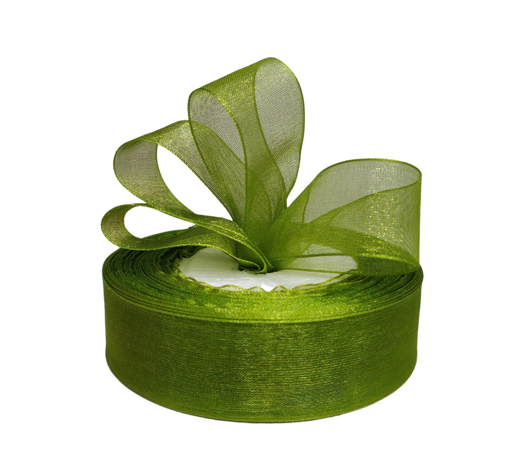 OLIVE GREEN PLAIN ORGANZA RIBBON (25 MM)