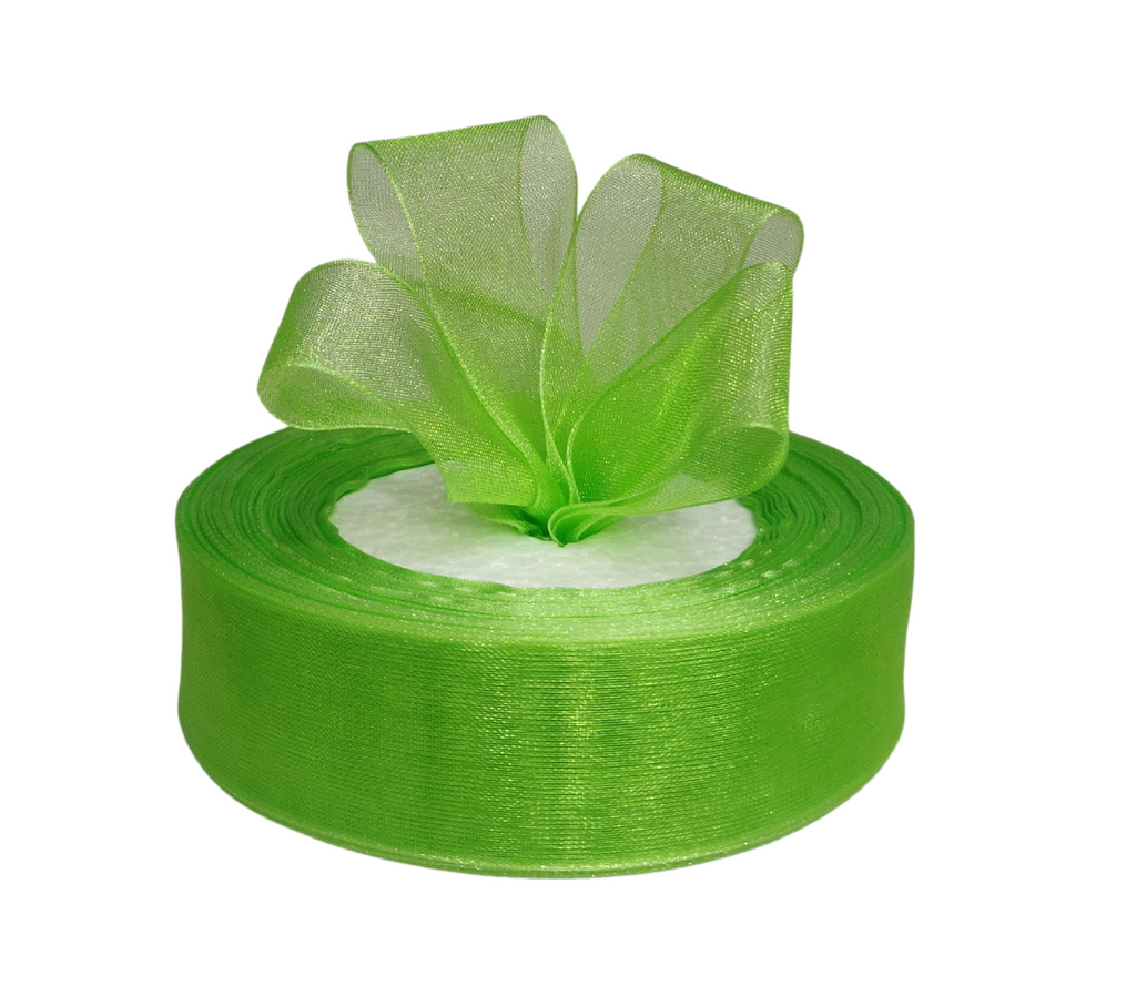 GREEN PLAIN ORGANZA RIBBON (25 MM)