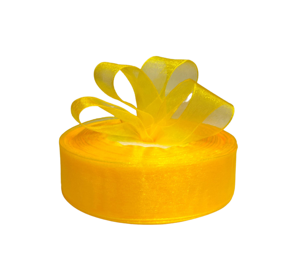 DEEP YELLOW PLAIN ORGANZA RIBBON (25 MM)