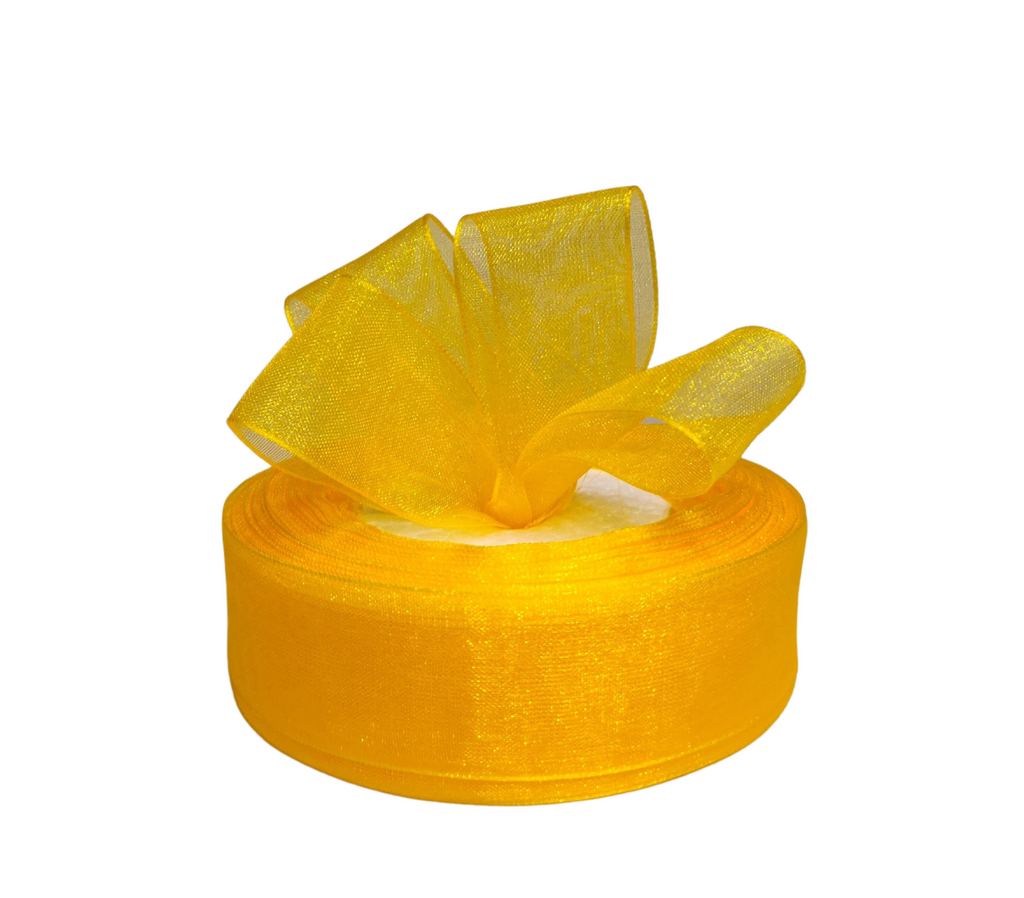 YELLOW PLAIN ORGANZA RIBBON (25 MM)