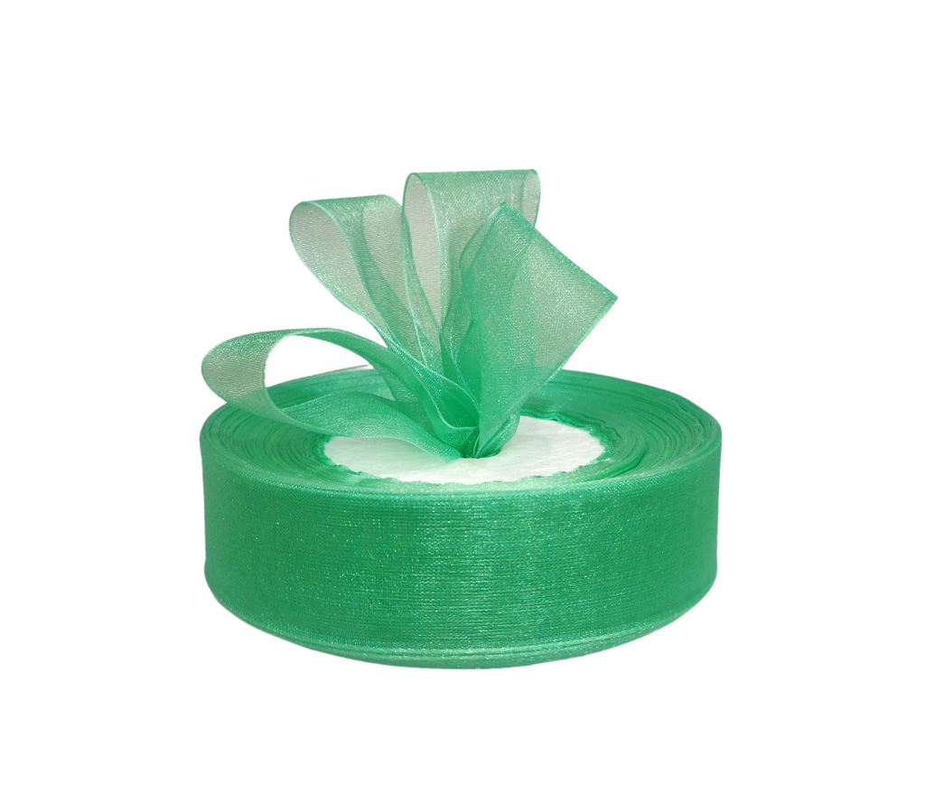 SEA GREEN PLAIN ORGANZA RIBBON (25 MM)