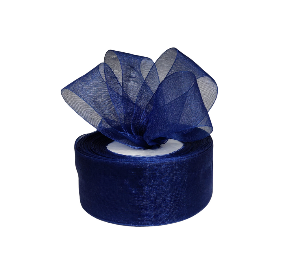 NAVY BLUE PLAIN ORGANZA RIBBON (38 MM)