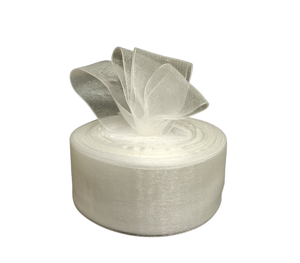 WHITE PLAIN ORGANZA RIBBON (38 MM)