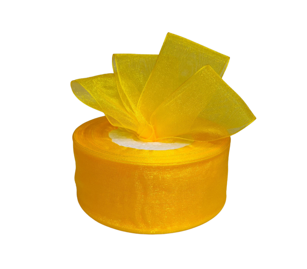 YELLOW PLAIN ORGANZA RIBBON (38 MM)