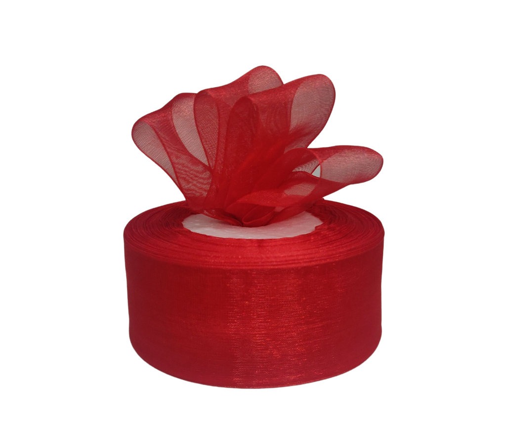 RED PLAIN ORGANZA RIBBON (38 MM)