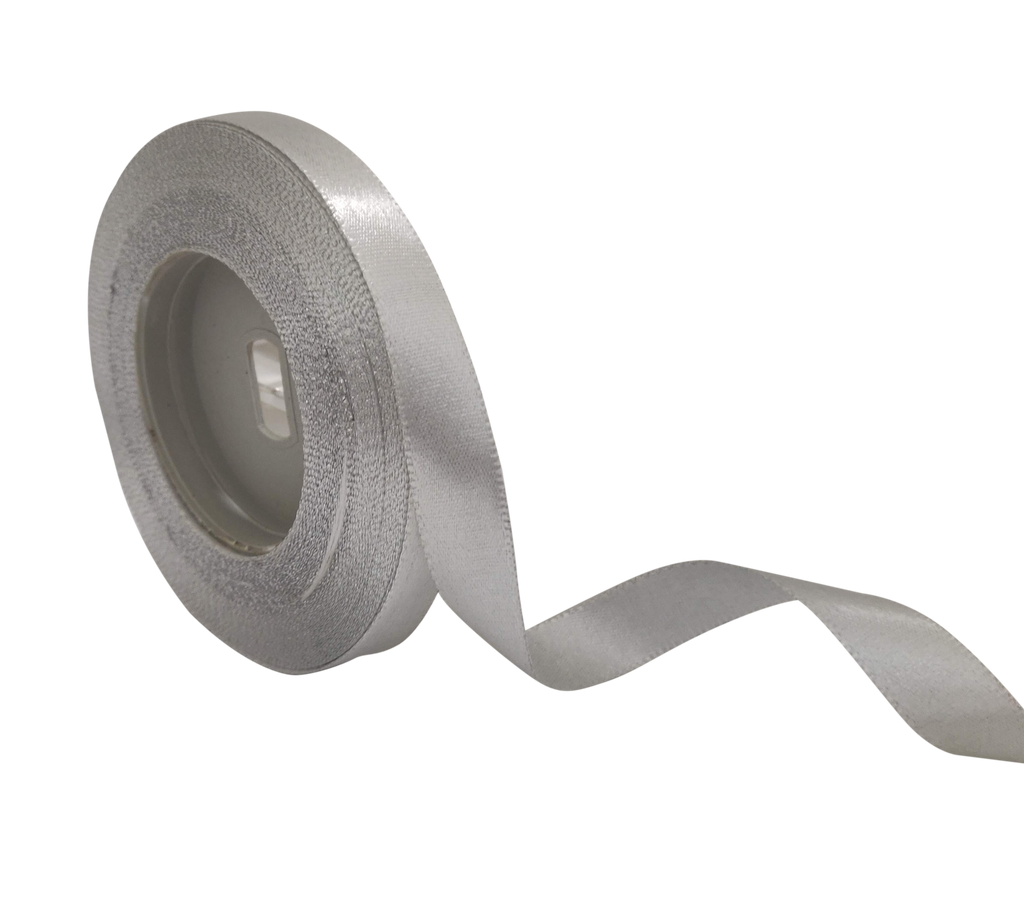 SILVER ZARI SATIN RIBBON (13 MM)