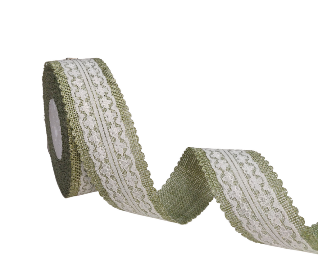 PISTA FAUX JUTE WITH LACE RIBBON (38 MM)