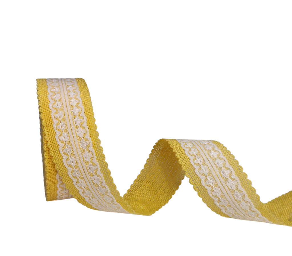 YELLOW FAUX JUTE WITH LACE RIBBON (38 MM)