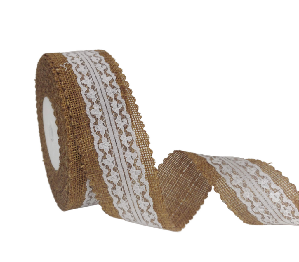 FAUX JUTE WITH LACE RIBBON (38 MM)