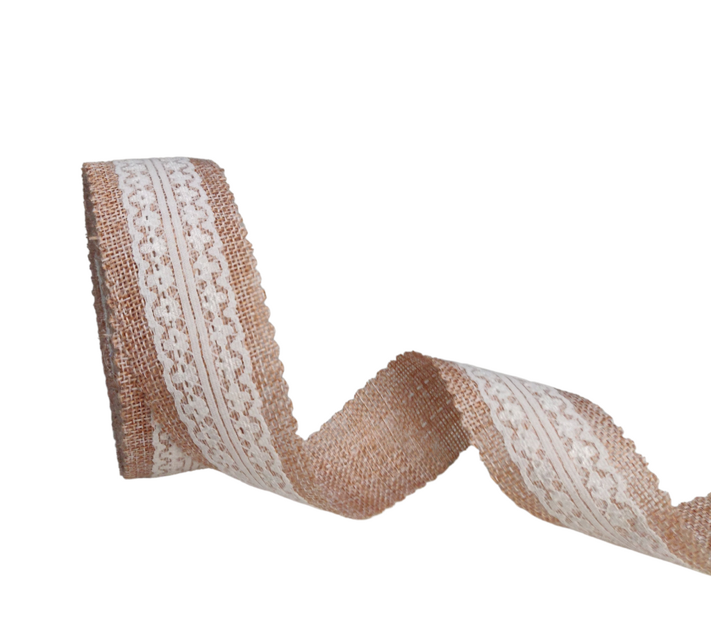 NUDE FAUX JUTE WITH LACE RIBBON (38 MM)