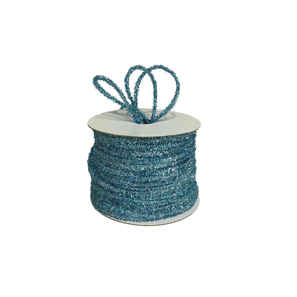 BLUE TINSEL TWINE RIBBON (3 MM)