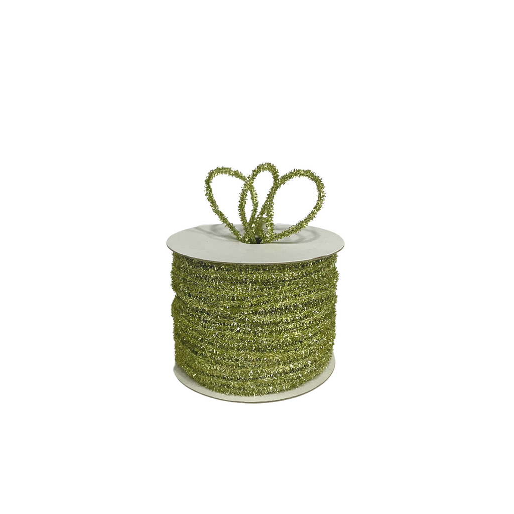 GREEN TINSEL TWINE RIBBON (3 MM)