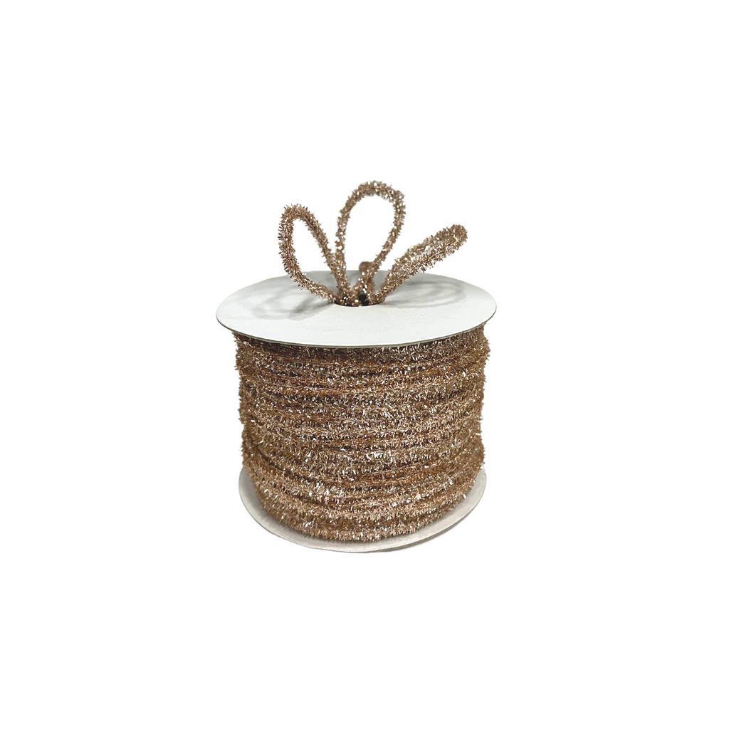 ROSE GOLD TINSEL TWINE RIBBON (3 MM)