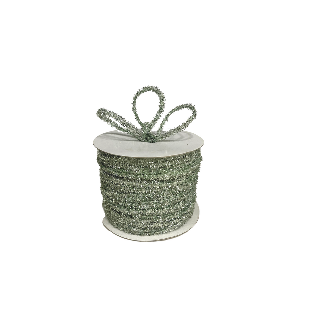 SEA GREEN TINSEL TWINE RIBBON (3 MM)