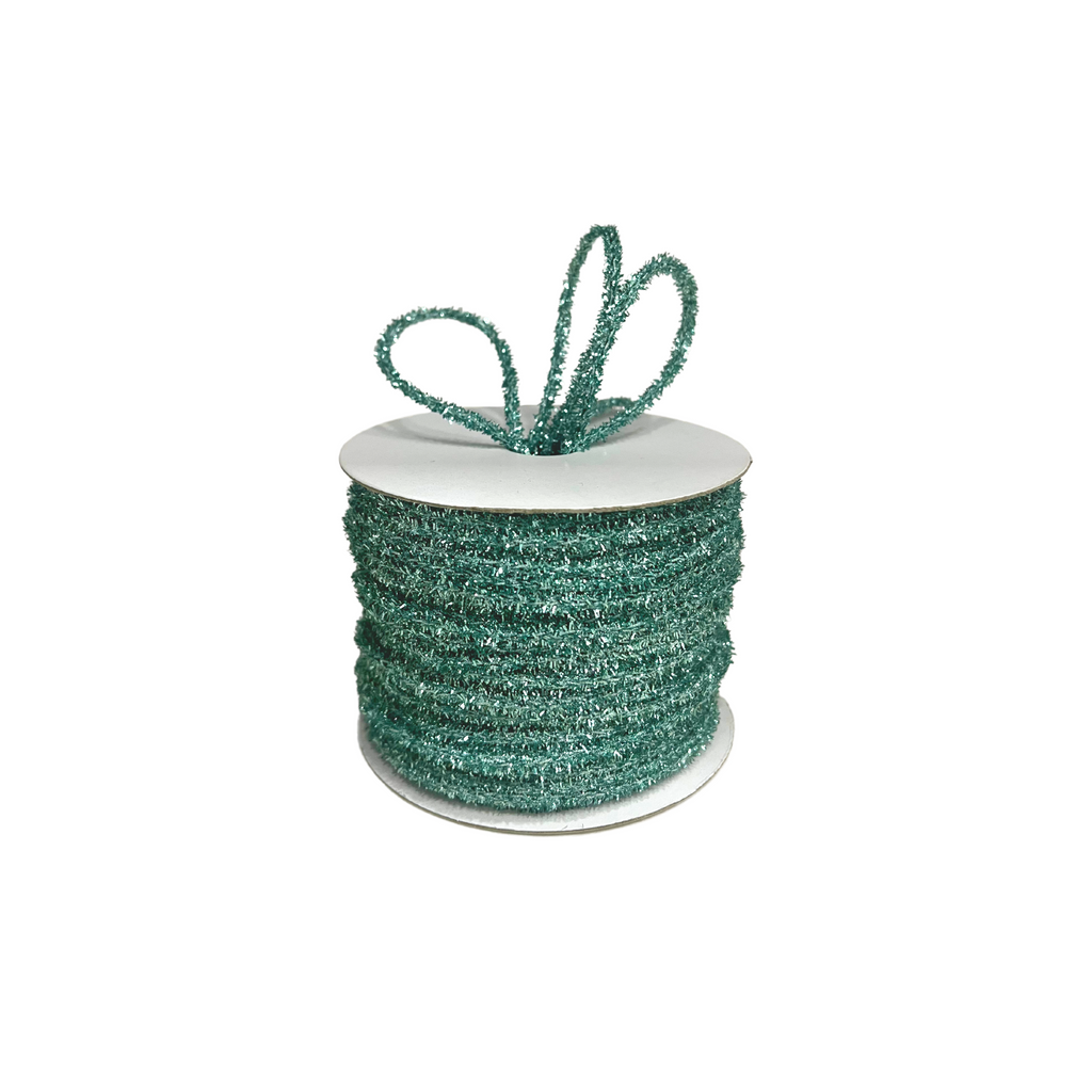 TURQUOISE TINSEL TWINE RIBBON (3 MM)