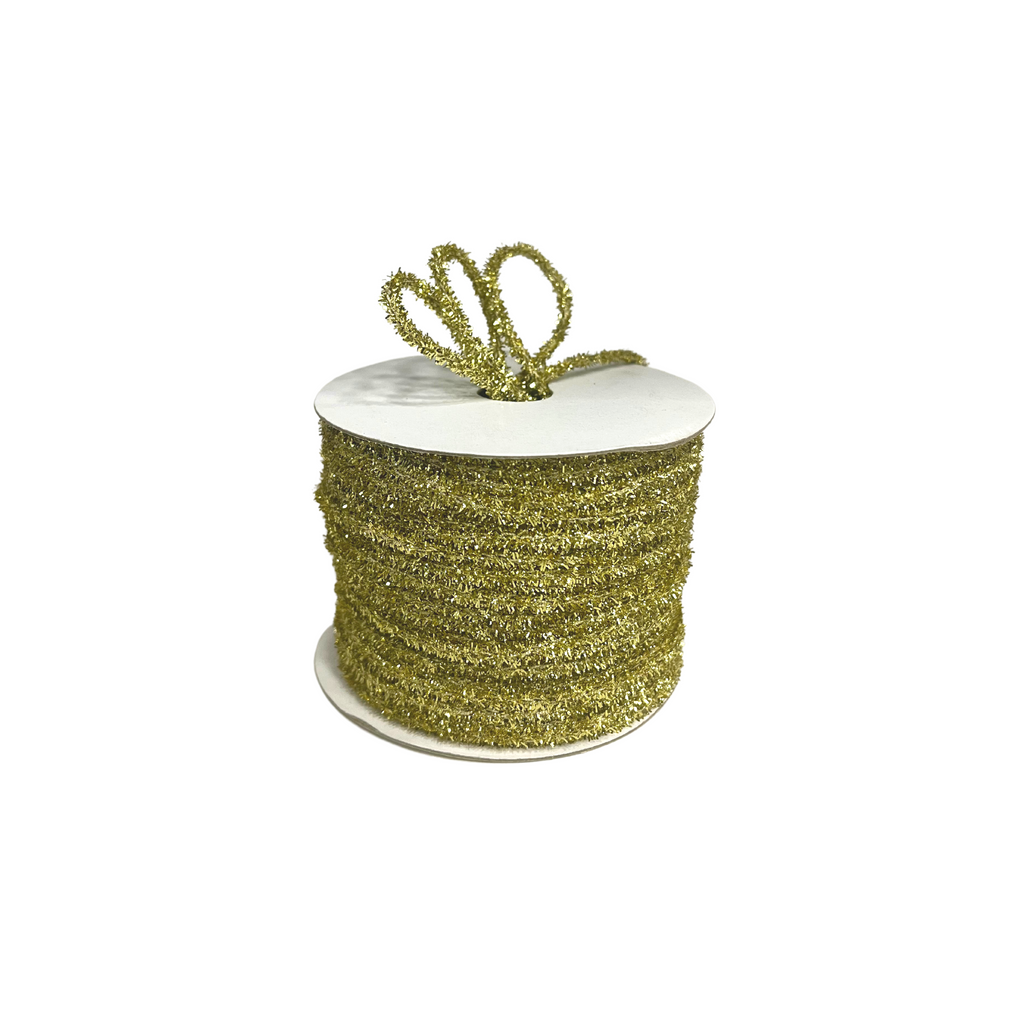 YELLOW GOLD TINSEL TWINE RIBBON (3 MM)