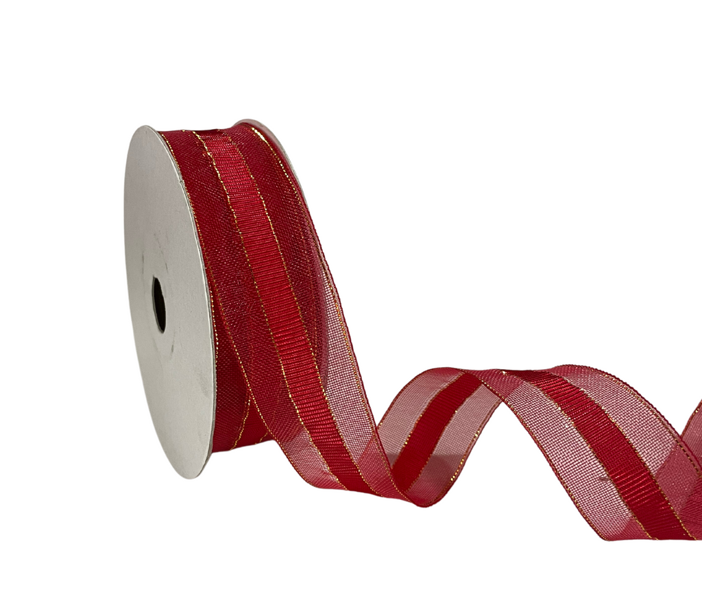 RED NET & GROSGRAIN RIBBON (25 MM)