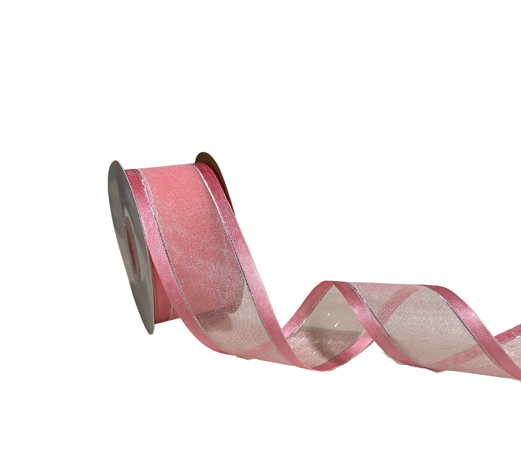 PINK ORGANZA WITH SATIN EDGES RIBBON (38 MM)