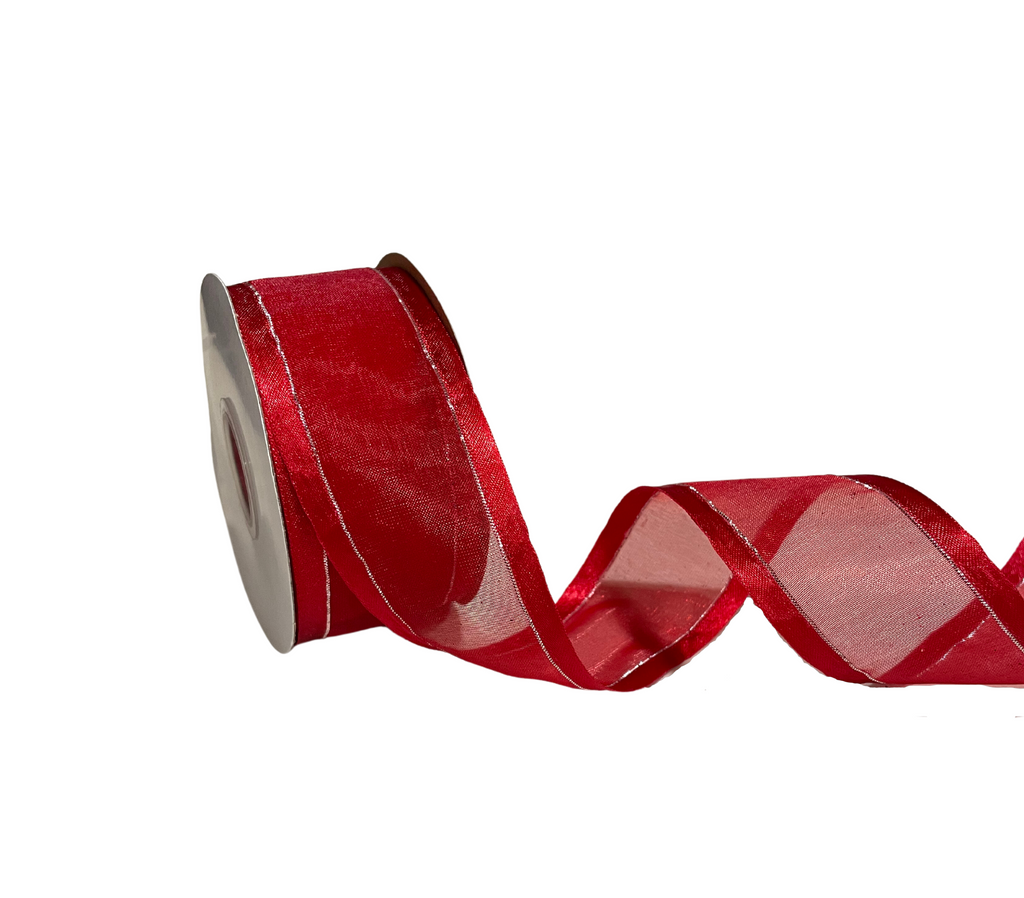RED ORGANZA WITH SATIN EDGES RIBBON (38 MM)