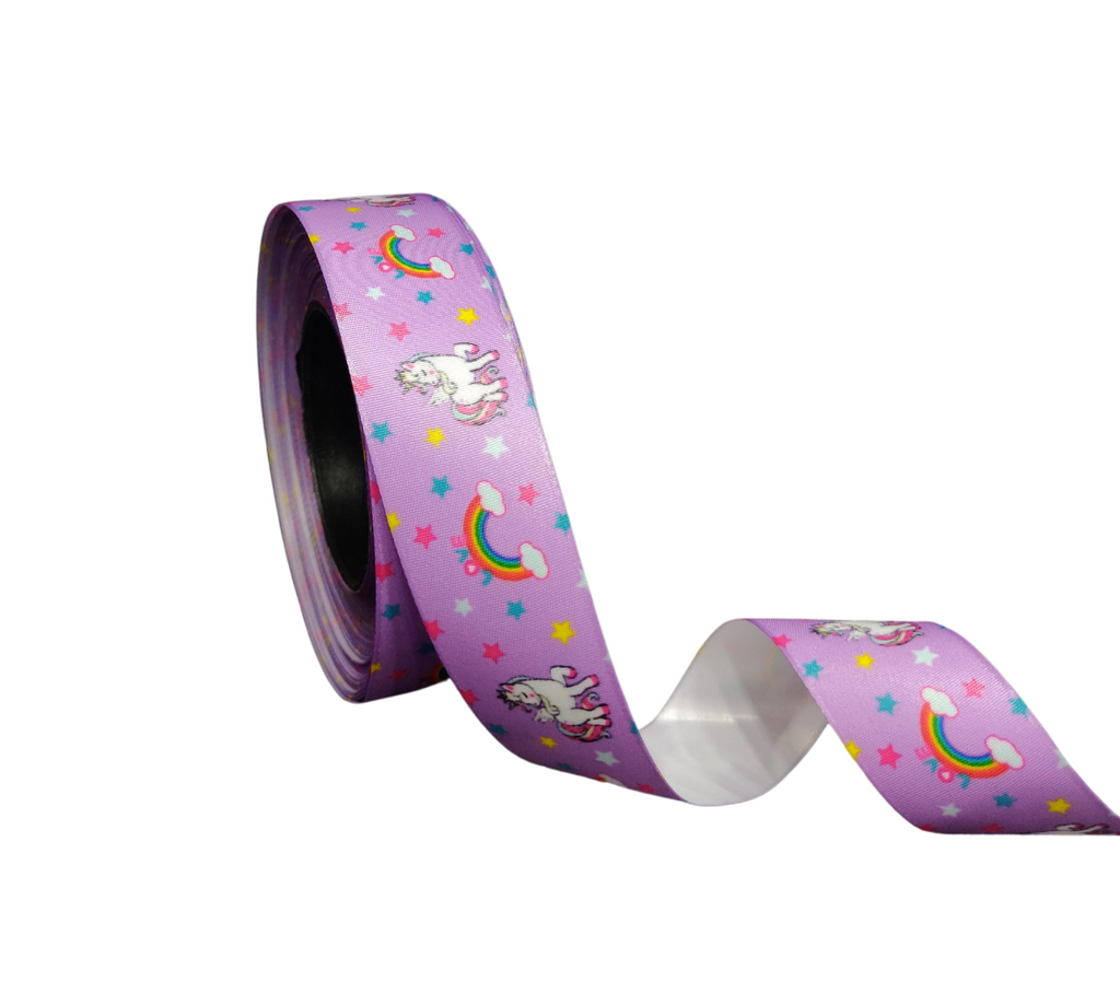 LIGHT PURPLE UNICORN PRINT RIBBON (25 MM)