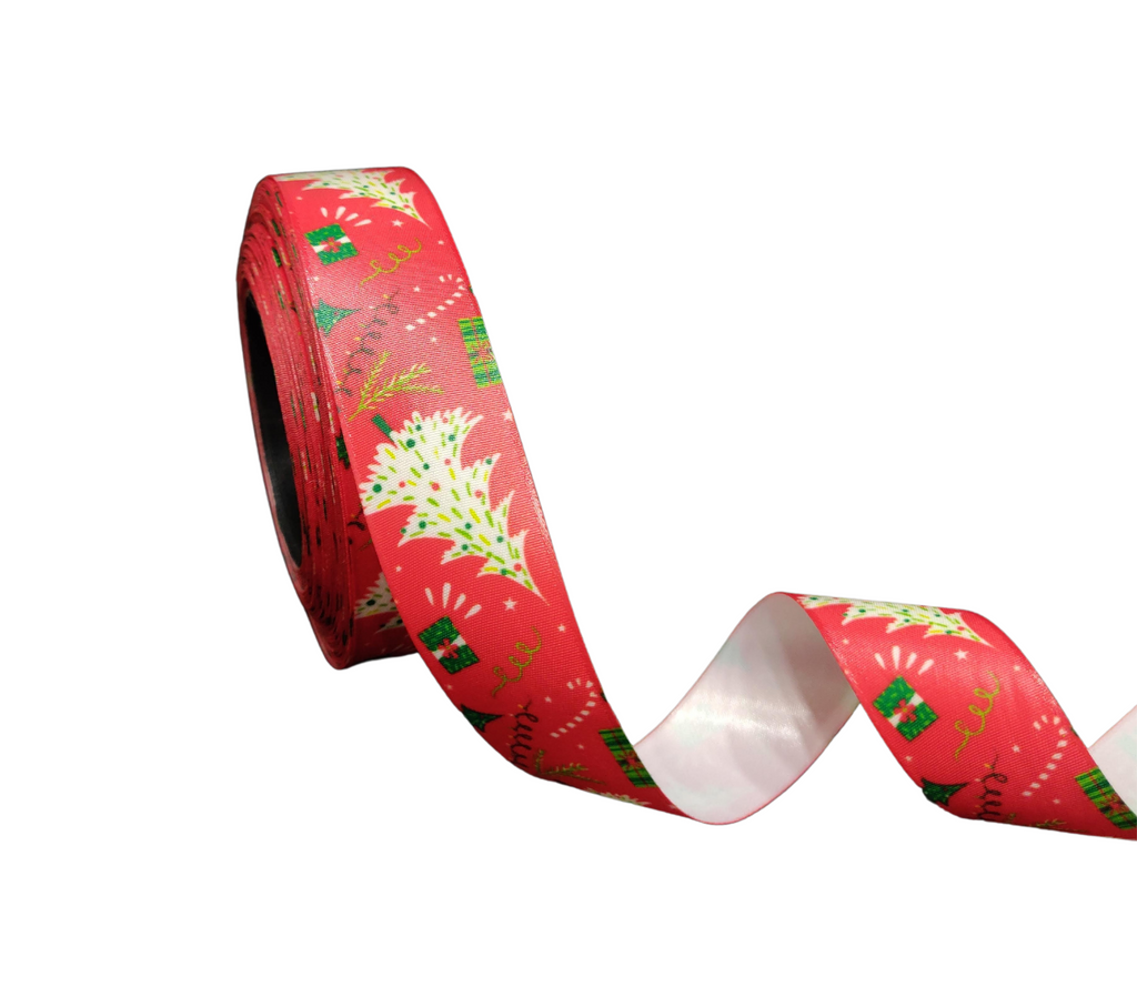 CHRISTMAS TREE SATIN RIBBON (25 MM)